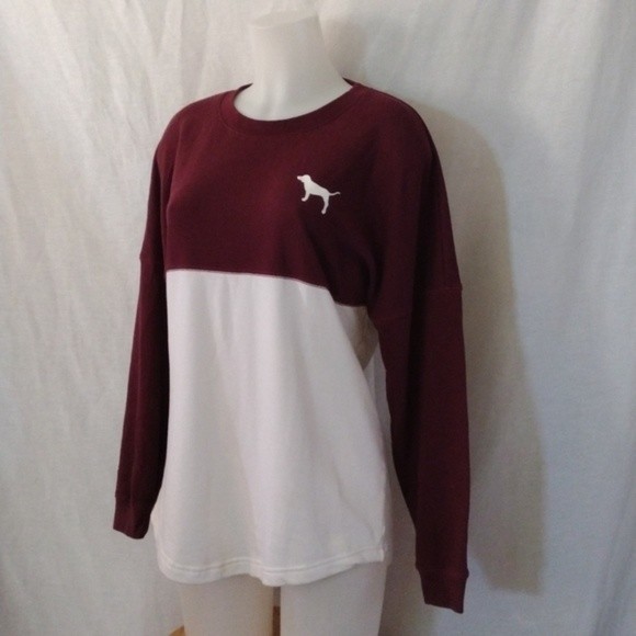 Victoria's Secret PINK Nation Cozy Colorblock Ribbed Long Sleeve Pullover Top S - Picture 4 of 9